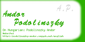 andor podolinszky business card